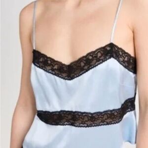 Reformation Light Blue Camisole with Black Lace